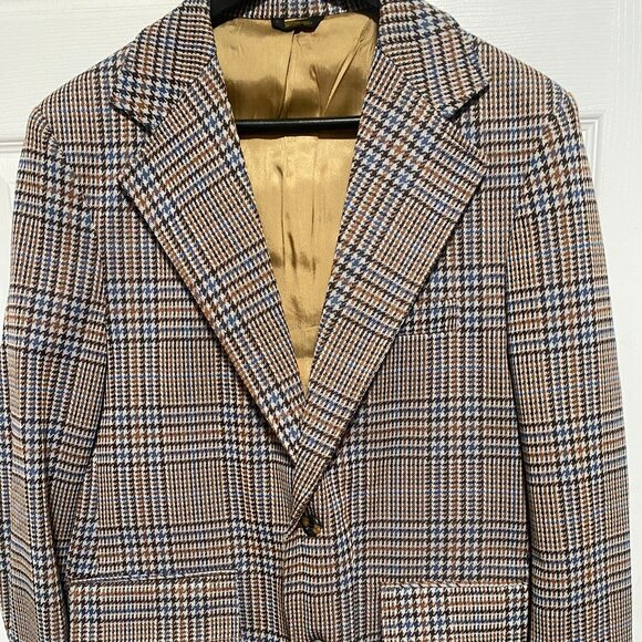 Men's VINTAGE Tweed Plaid Sport Coat and Pants Double Knit All Seasons 36 waist - Picture 8 of 9